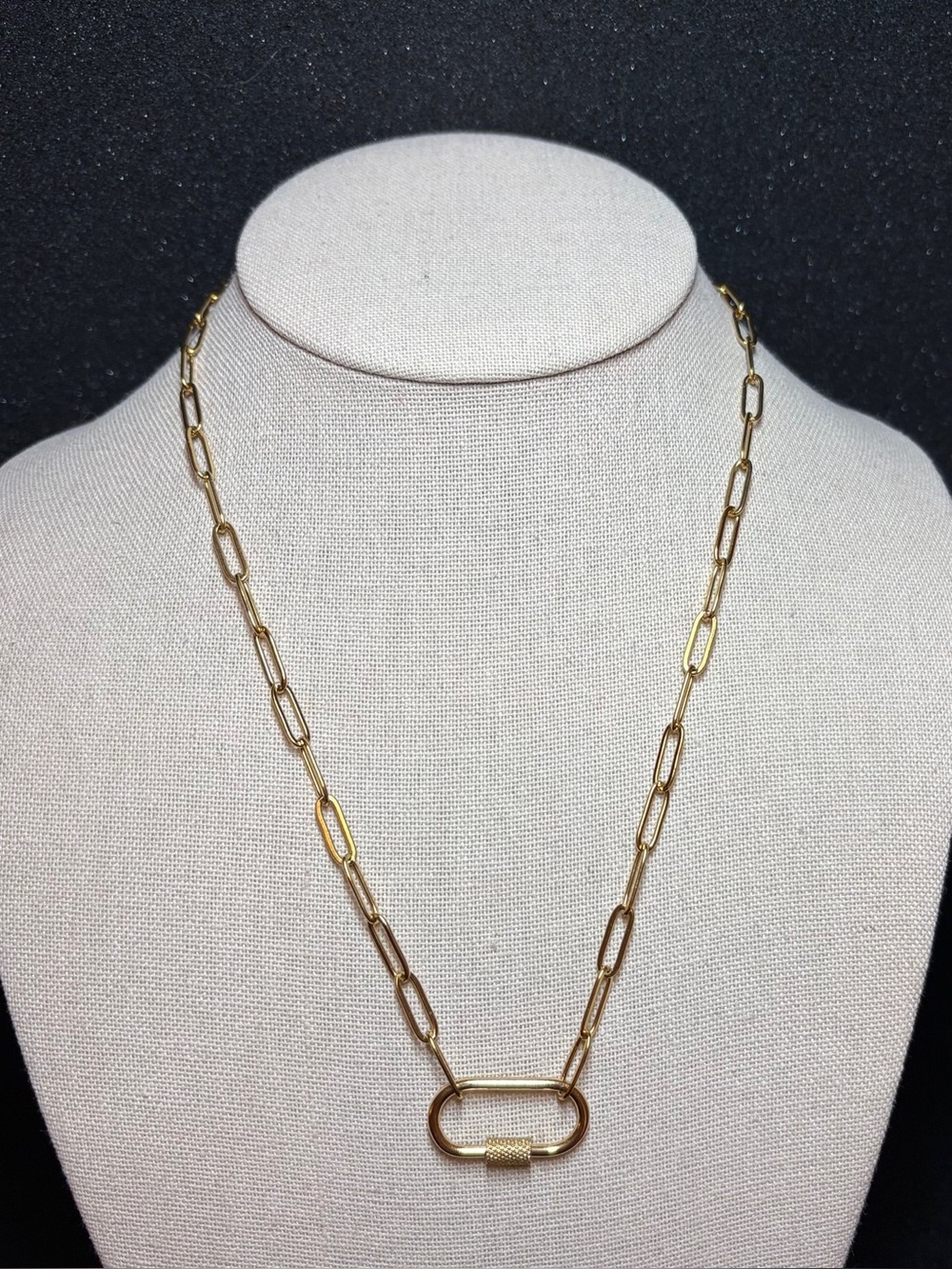 18K Gold Plated Paperclip Chain Necklace with Link Lock